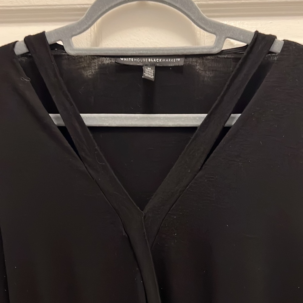 White House Black Market strappy Surplice Top. Black. Size M. - Picture 2 of 10